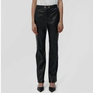 Jonathan Simkhai Women's Pant Dahlia Straight Leg in Black Vegan Leather 8 New
